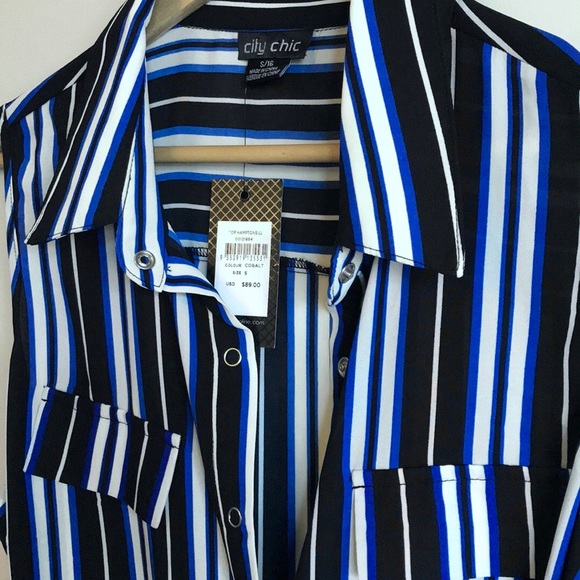 City Chic | BNWT | Hampton Longline Stripe Top Shirtdress | Cobalt | RRP $125 - Picture 13 of 14